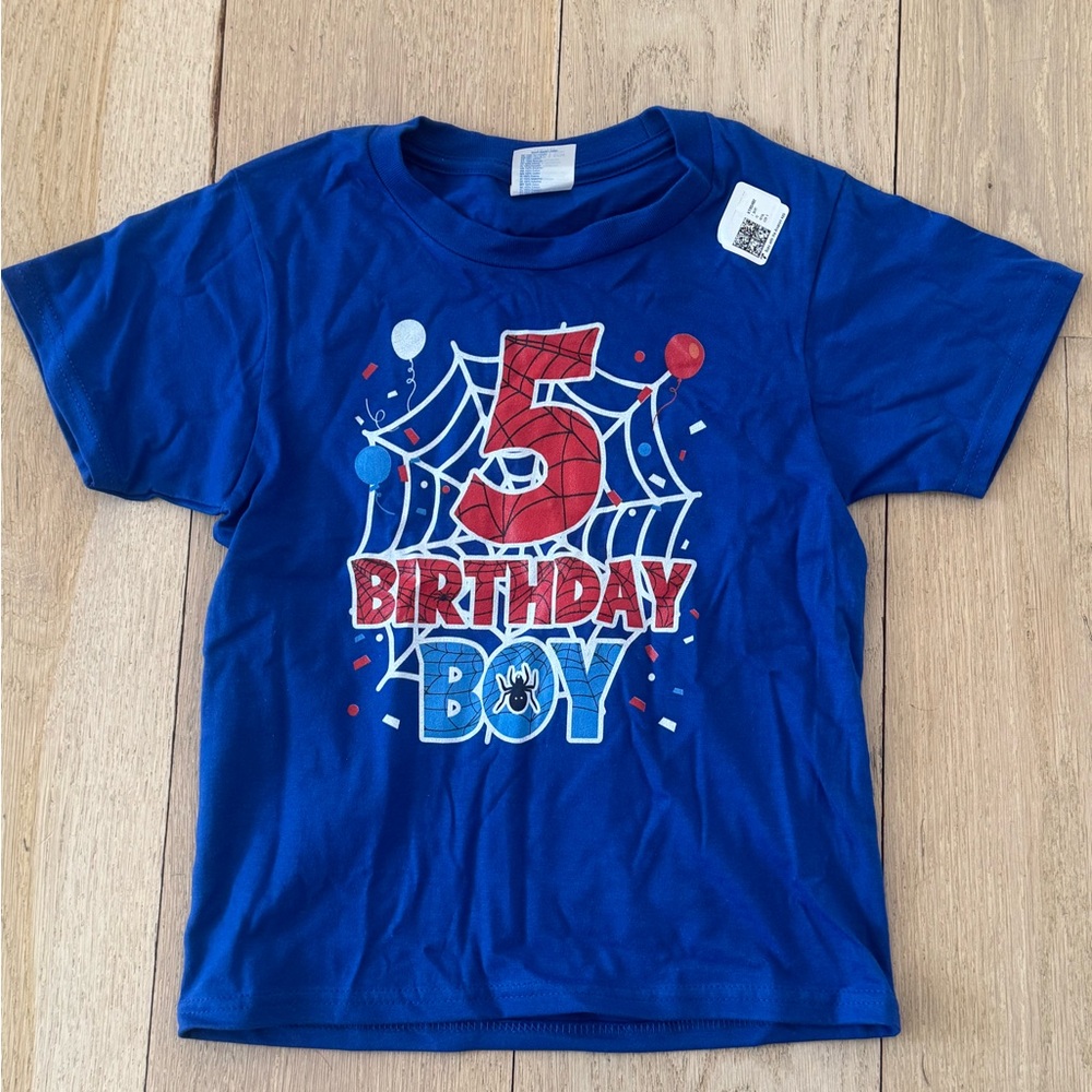 Blue "5 Birthday Boy" Graphic Tee